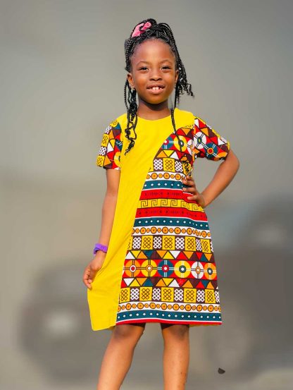 Tatas A-line dress crafted with Ankara & Crepe